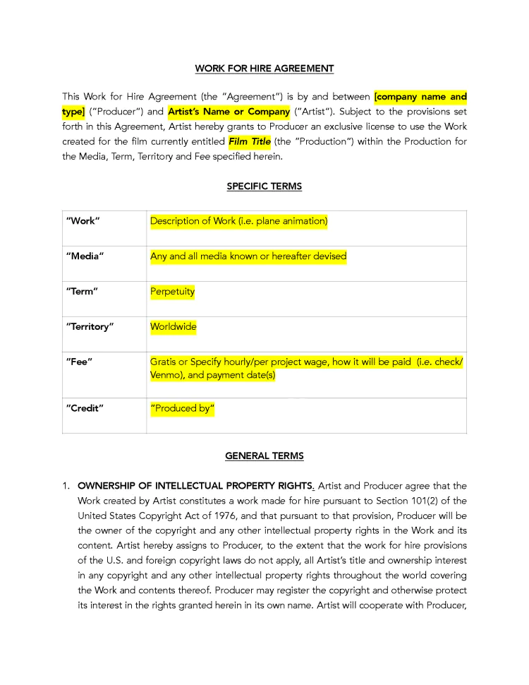 Guide to Work for Hire Agreement (Free Template Included) Wrapbook